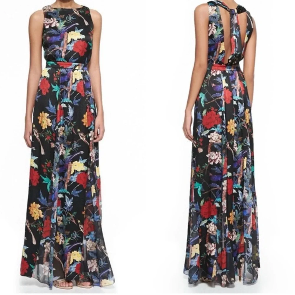 Alice + Olivia Black Floral Elis Dress - Size 8 - Picture 1 of 9